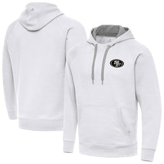 San Francisco 49ers Antigua Brushed Carbon Victory Pullover Hoodie - White Hoodies