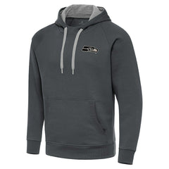 Seattle Seahawks Antigua Brushed Carbon Victory Pullover Hoodie - Charcoal Hoodies