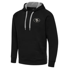 San Francisco 49ers Antigua Brushed Carbon Victory Pullover Hoodie - Black Hoodies