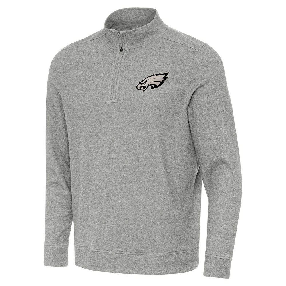 Philadelphia Eagles Antigua Subtle Quarter-Zip Sweatshirt - Heather Gray Sweatshirts