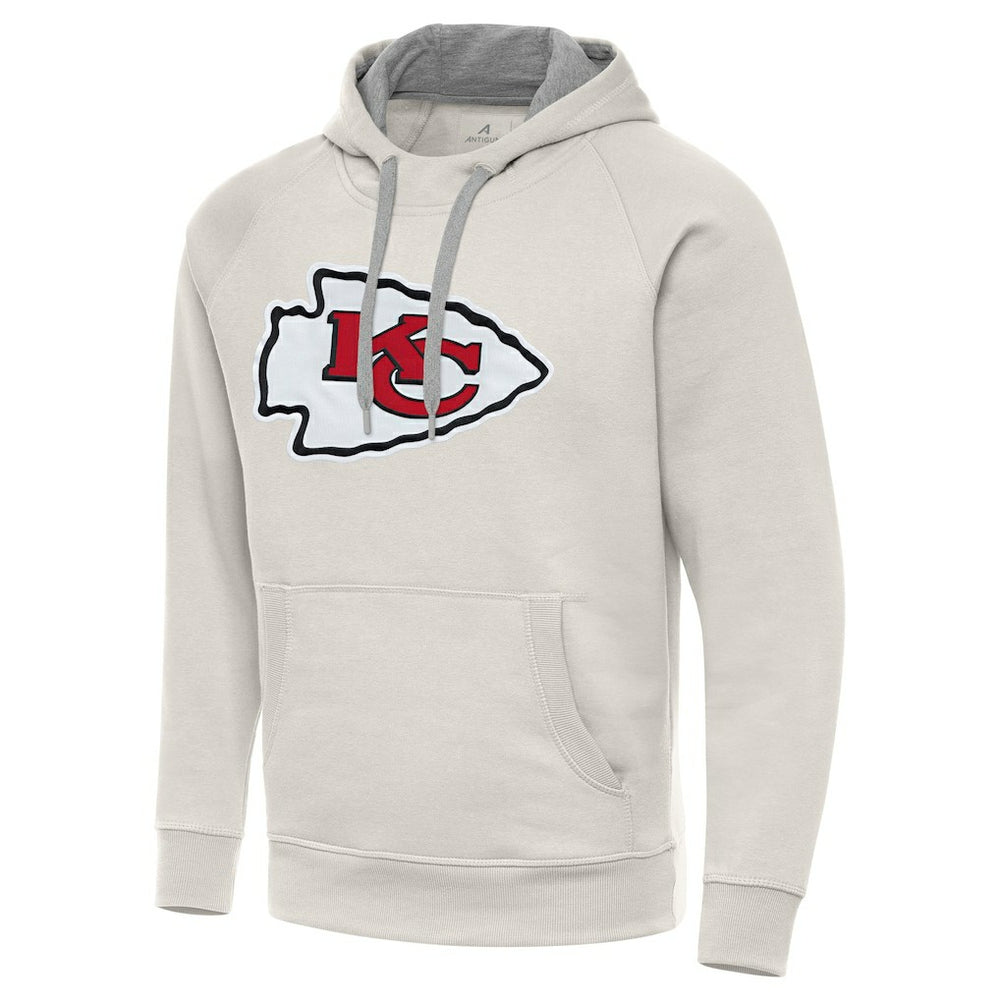 Kansas City Chiefs Antigua Victory Raglan Pullover Hoodie - Cream Hoodies