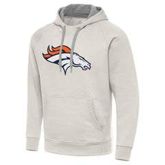 Denver Broncos Antigua Victory Raglan Pullover Hoodie - Cream Hoodies
