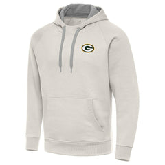 Green Bay Packers Antigua Victory Raglan Pullover Hoodie - Cream Hoodies