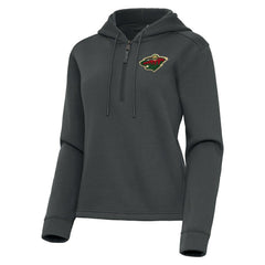 Minnesota Wild Antigua Women's Contemporary Quarter-Zip Hoodie - Pewter | US 202370552