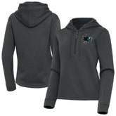 San Jose Sharks Antigua Women's Contemporary Quarter-Zip Hoodie - Pewter | US 202370579