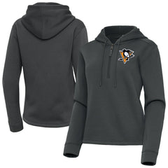 Pittsburgh Penguins Antigua Women's Contemporary Quarter-Zip Hoodie - Pewter | US 202370580