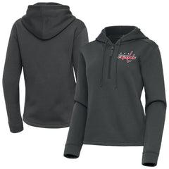 Washington Capitals Antigua Women's Contemporary Quarter-Zip Hoodie - Pewter | US 202370612