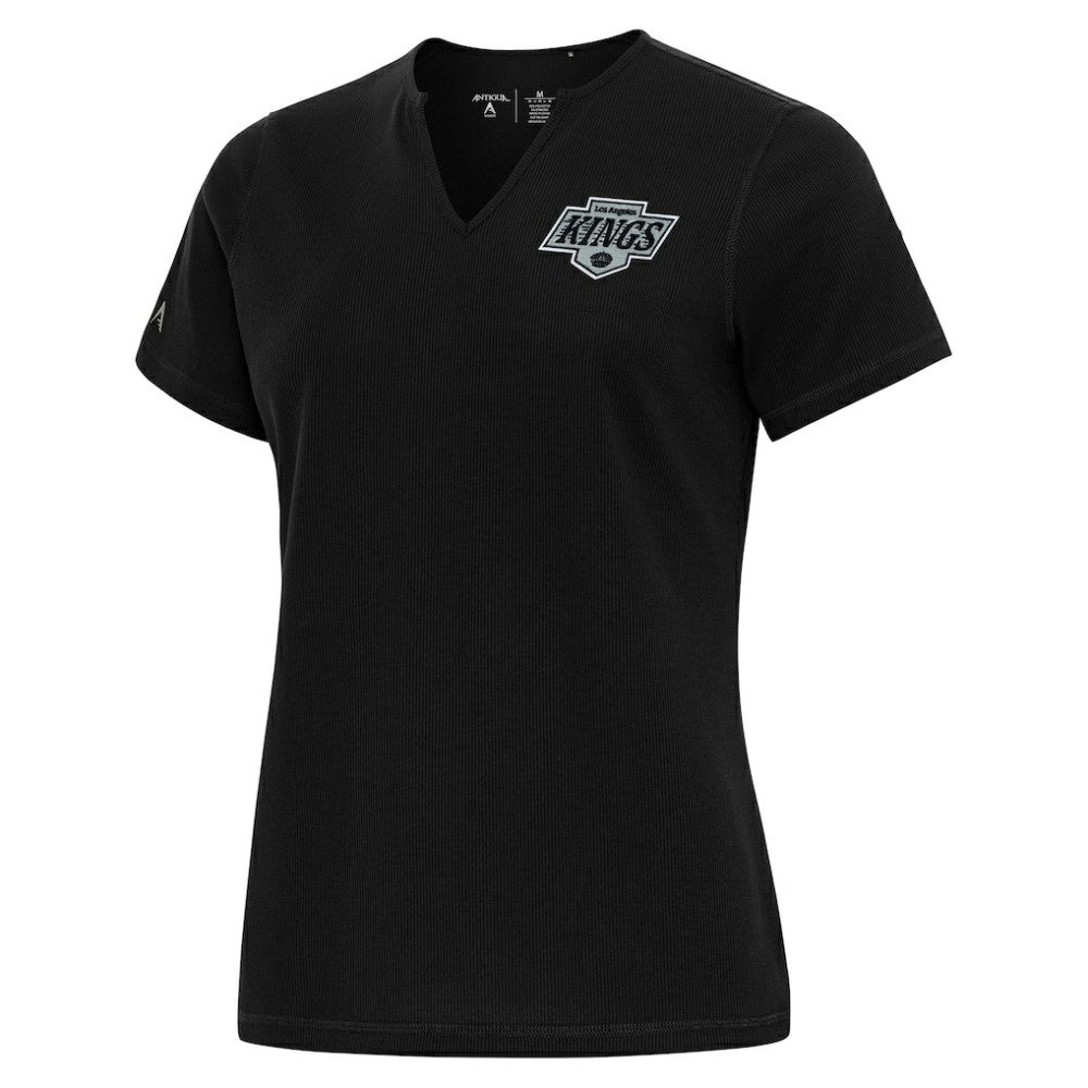 Los Angeles Kings Antigua Traveler Rib V-Neck T-Shirt - Black | US 202370827
