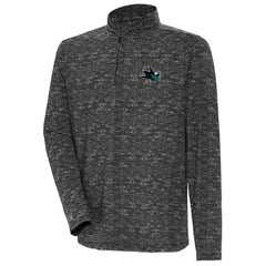 Men's San Jose Sharks Antigua Determined Quarter-Zip Sweatshirt - Heather Black | US 202370863