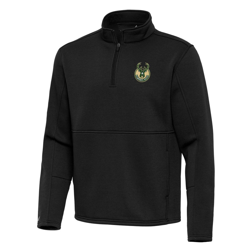 Milwaukee Bucks Antigua Twist Quarter-Zip Pullover Top - Black