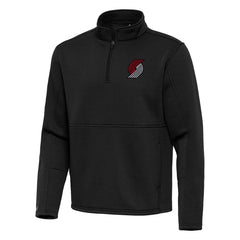 Portland Trail Blazers Antigua Twist Quarter-Zip Pullover Top - Black