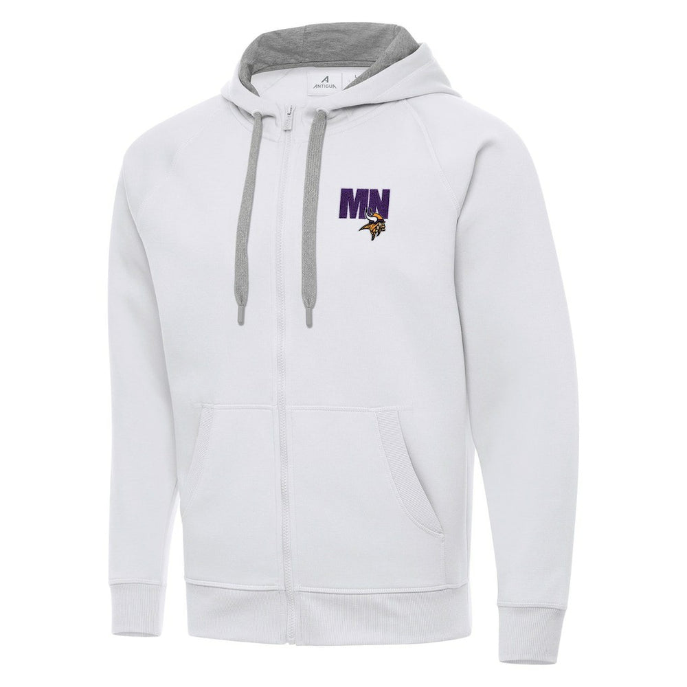 Men's Minnesota Vikings Antigua Victory Full-Zip Hoodie - White Hoodies