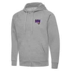 Men's Minnesota Vikings Antigua Victory Full-Zip Hoodie - Heather Gray Hoodies
