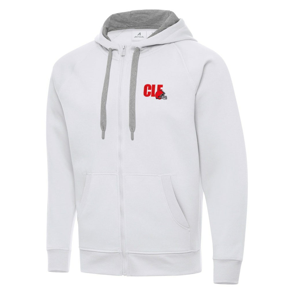 Men's Cleveland Browns Antigua Victory Full-Zip Hoodie - White Hoodies