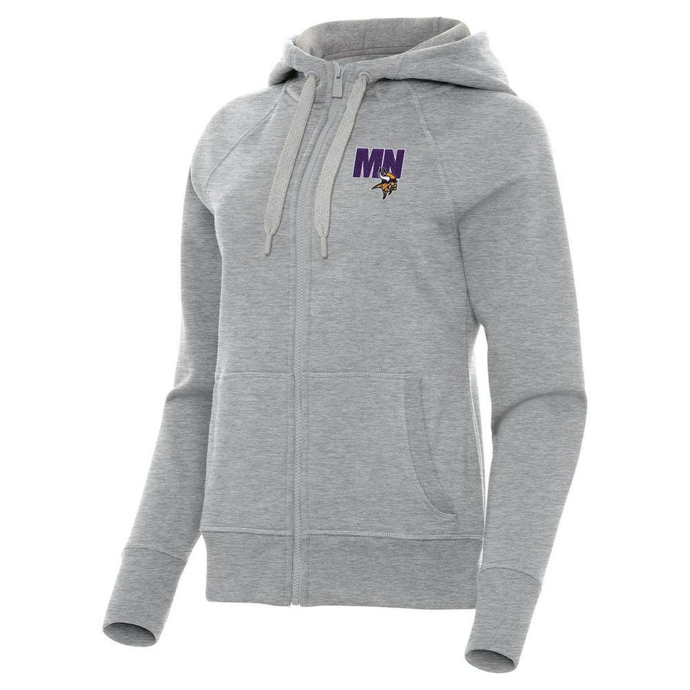 Minnesota Vikings Antigua Women's Victory Full-Zip Hoodie - Heather Gray Hoodies