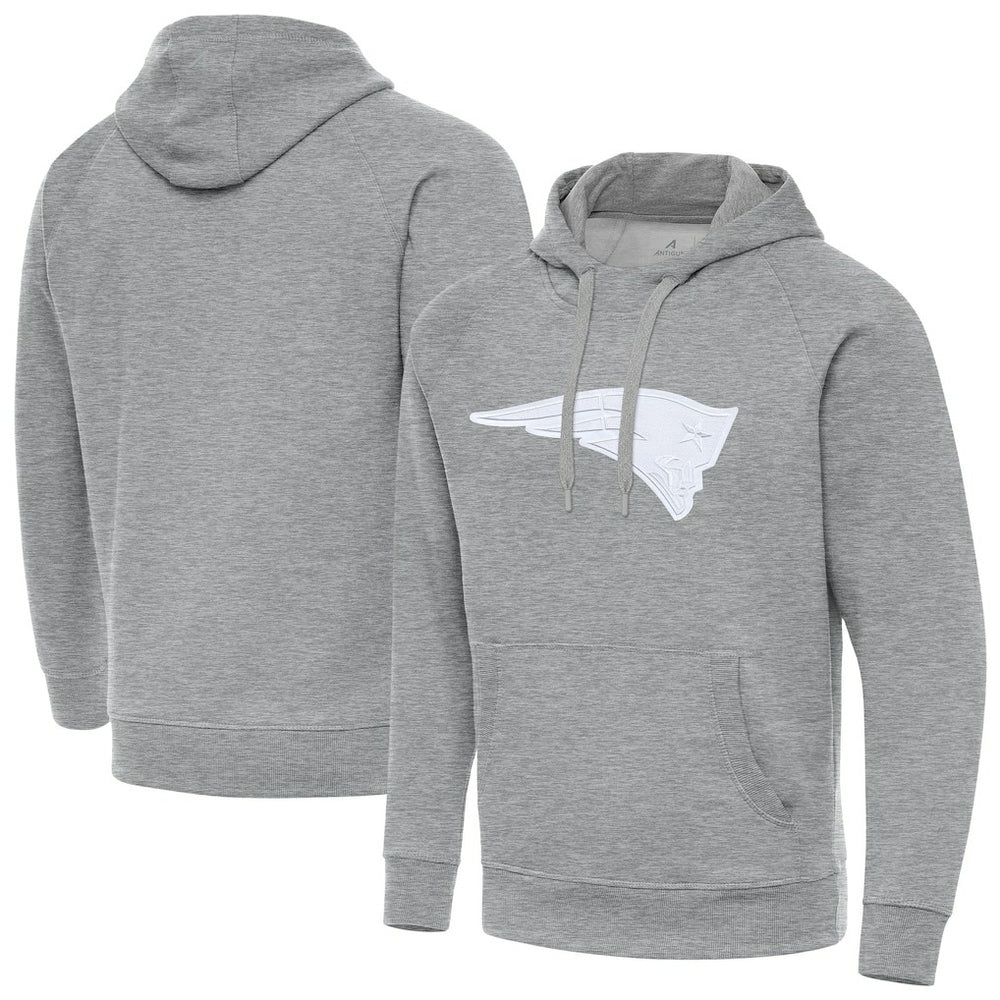 New England Patriots Antigua Victory Pullover Hoodie - Heather Gray Hoodies