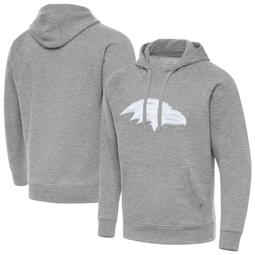 Baltimore Ravens Antigua Victory Pullover Hoodie - Heather Gray Hoodies