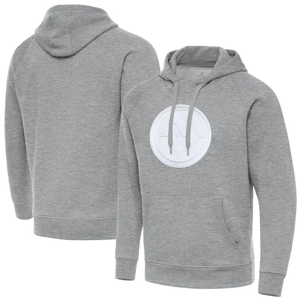 Pittsburgh Steelers Antigua Victory Pullover Hoodie - Heather Gray Hoodies