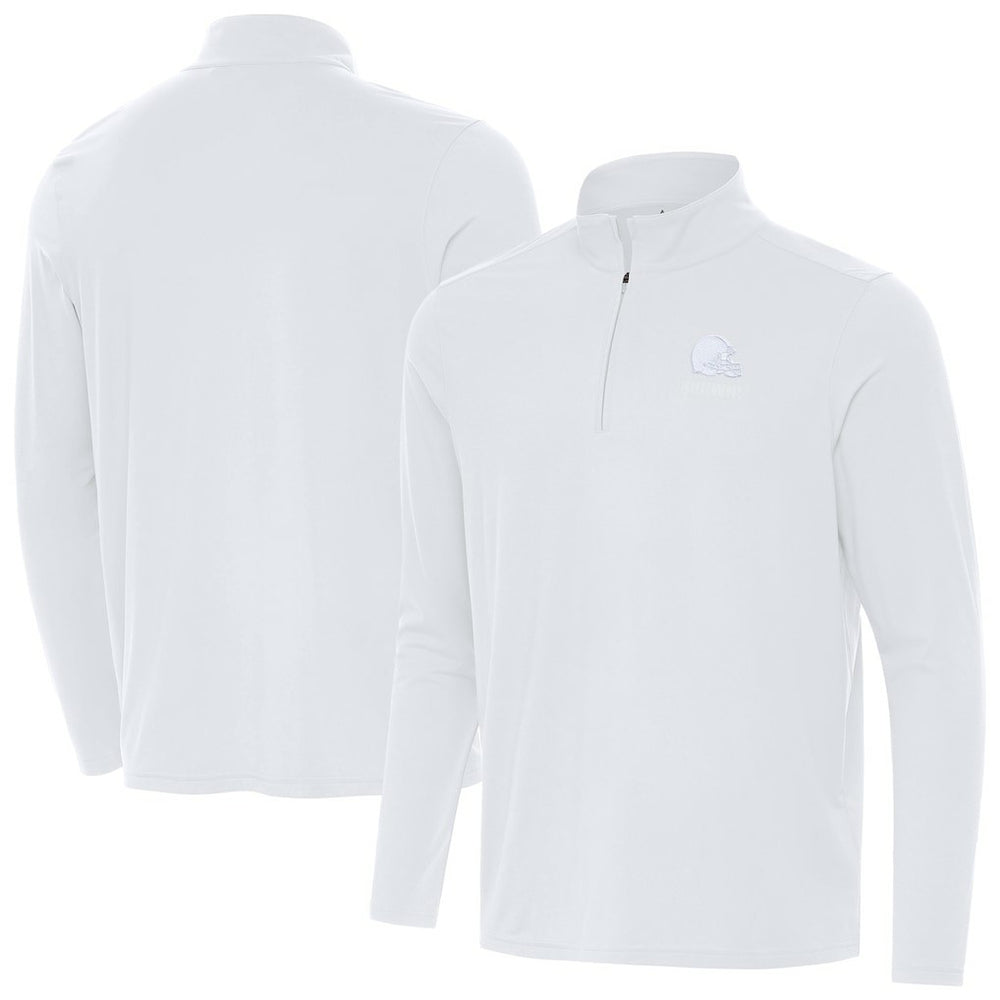 Cleveland Browns Antigua Intent Quarter-Zip Jacket - White Jackets