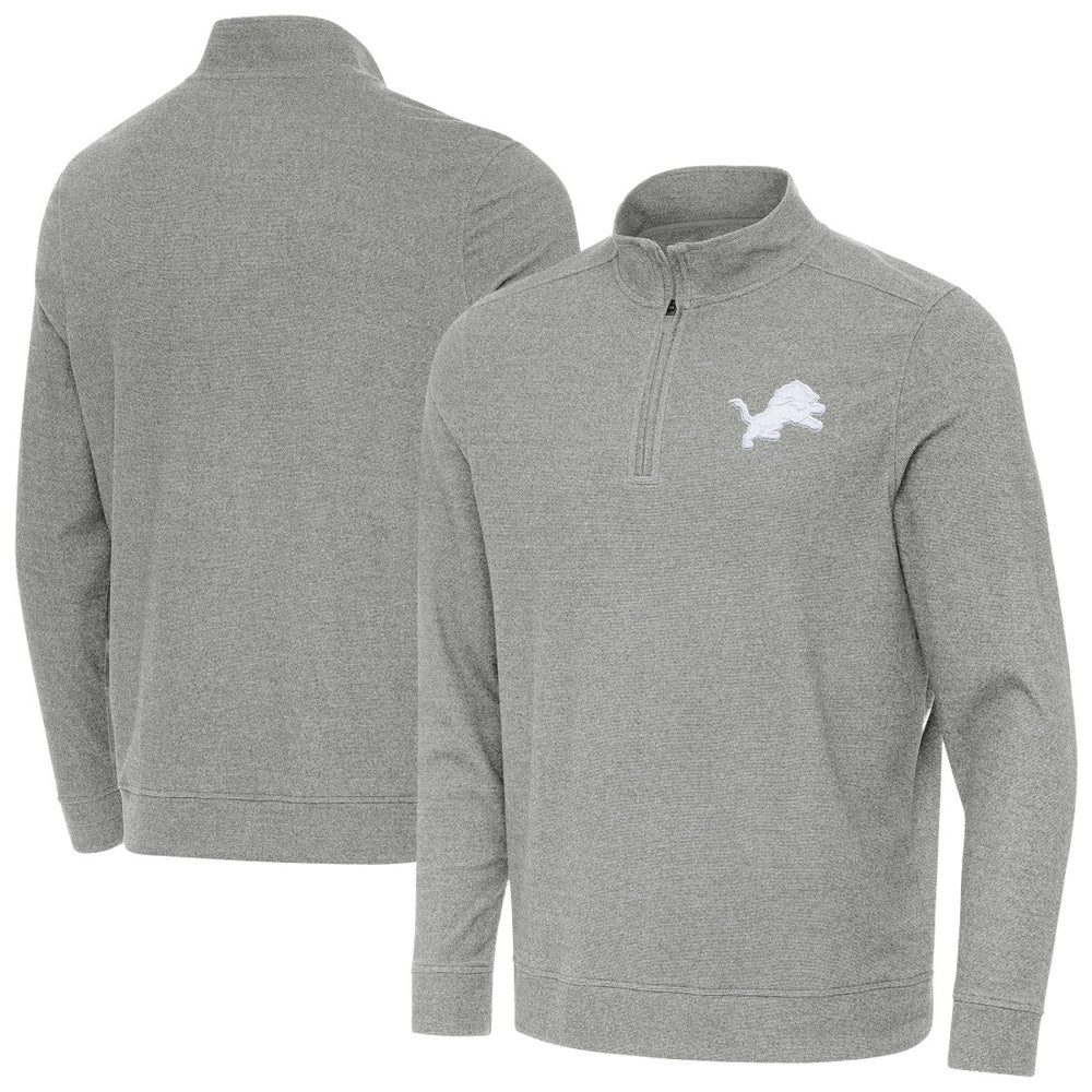 Detroit Lions Antigua Subtle Quarter-Zip Top - Heather Gray Tops