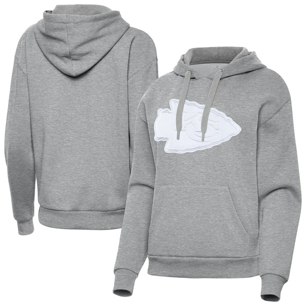 Kansas City Chiefs Antigua Women's Victory Pullover Hoodie - Heather Gray Hoodies