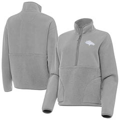 Denver Broncos Antigua Women's Figure Half-Zip Sweatshirt - Gray Sweatshirts