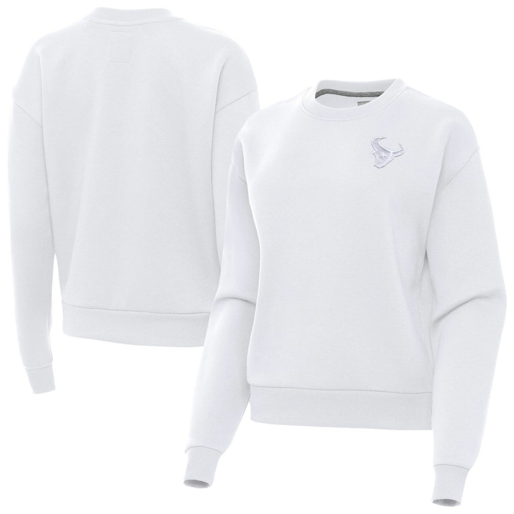 Houston Texans Antigua Women's Victory Crew Pullover Sweatshirt - White Pullover