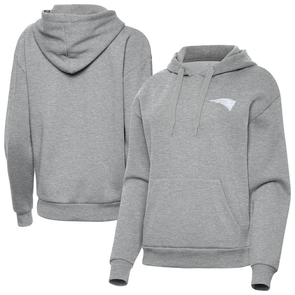New England Patriots Antigua Women's Victory Pullover Hoodie - Heather Gray Hoodies