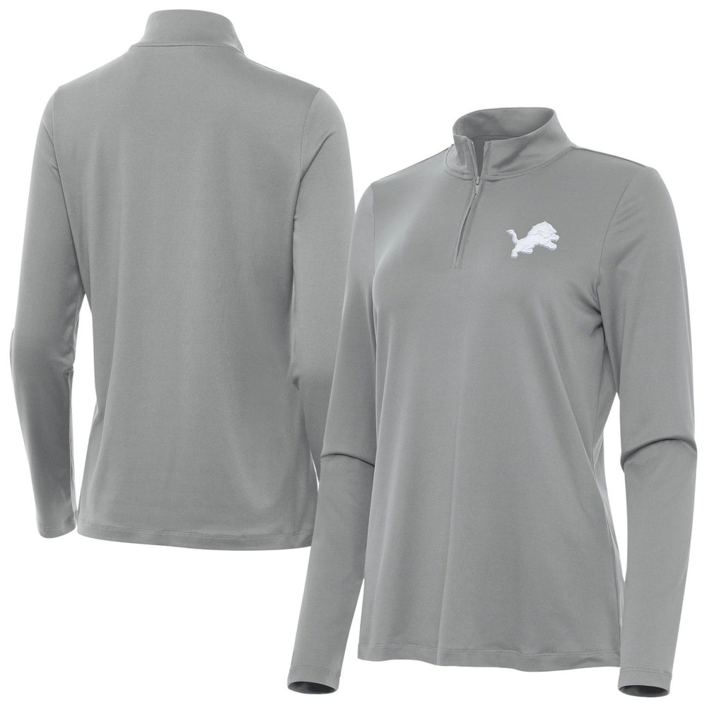 Detroit Lions Antigua Women's Reprocess Quarter-Zip Top - Gray Tops
