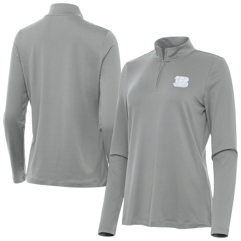 Cincinnati Bengals Antigua Women's Reprocess Quarter-Zip Top - Gray Tops