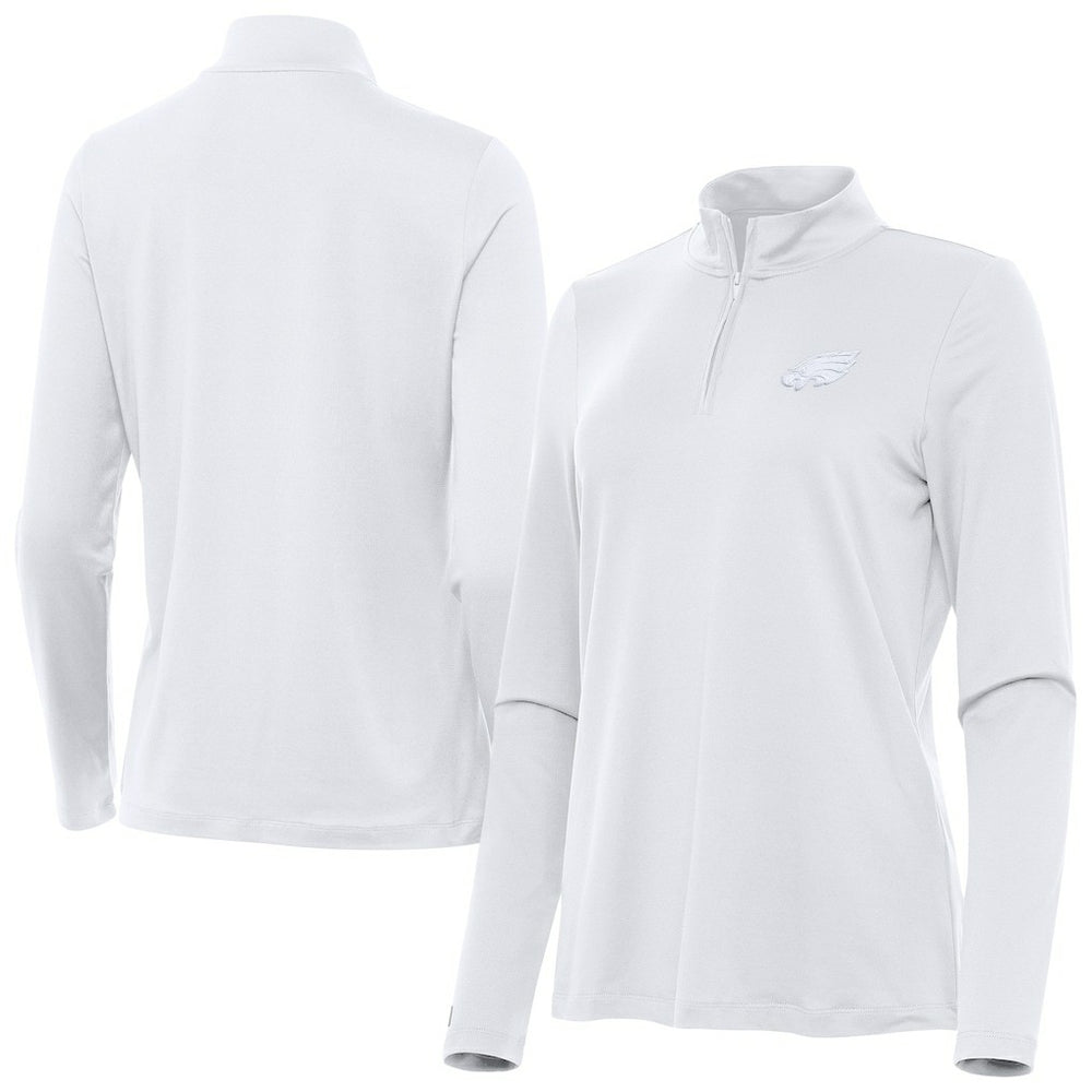 Philadelphia Eagles Antigua Women's Reprocess Quarter-Zip Top - White Tops
