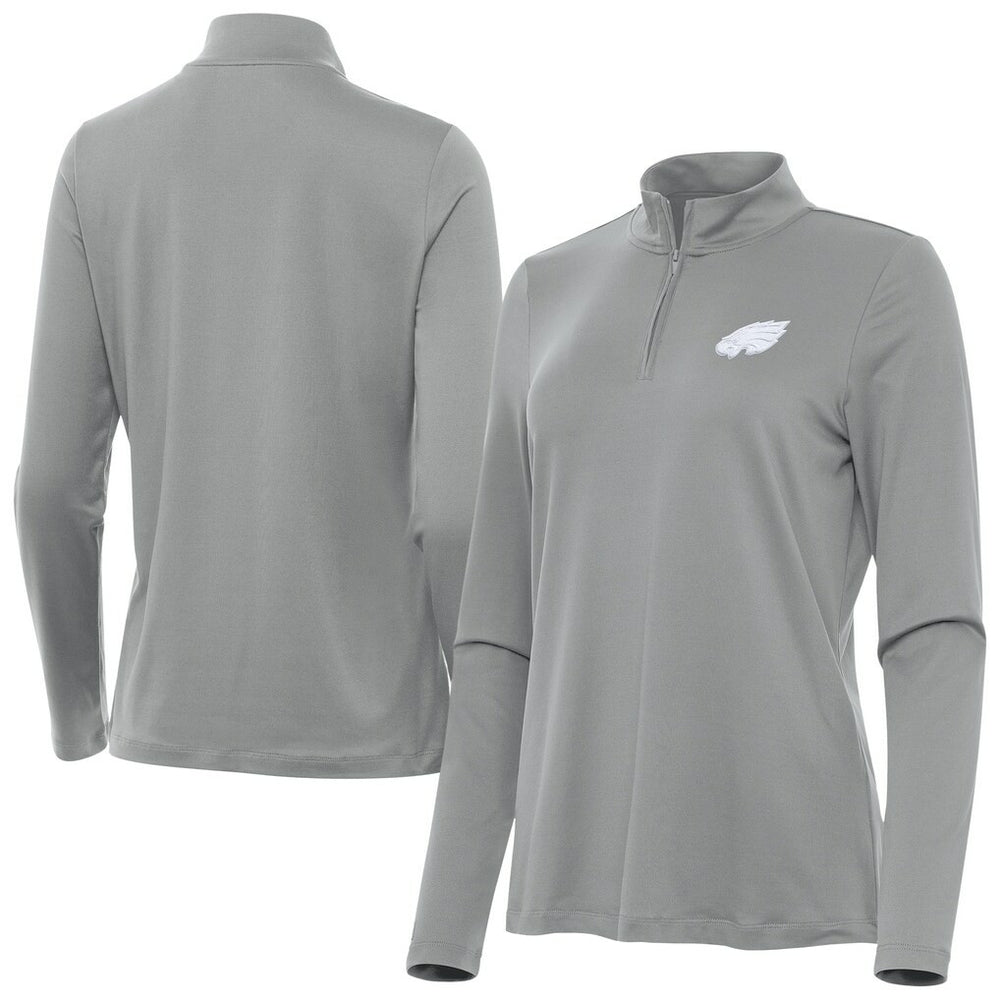 Philadelphia Eagles Antigua Women's Reprocess Quarter-Zip Top - Gray Tops