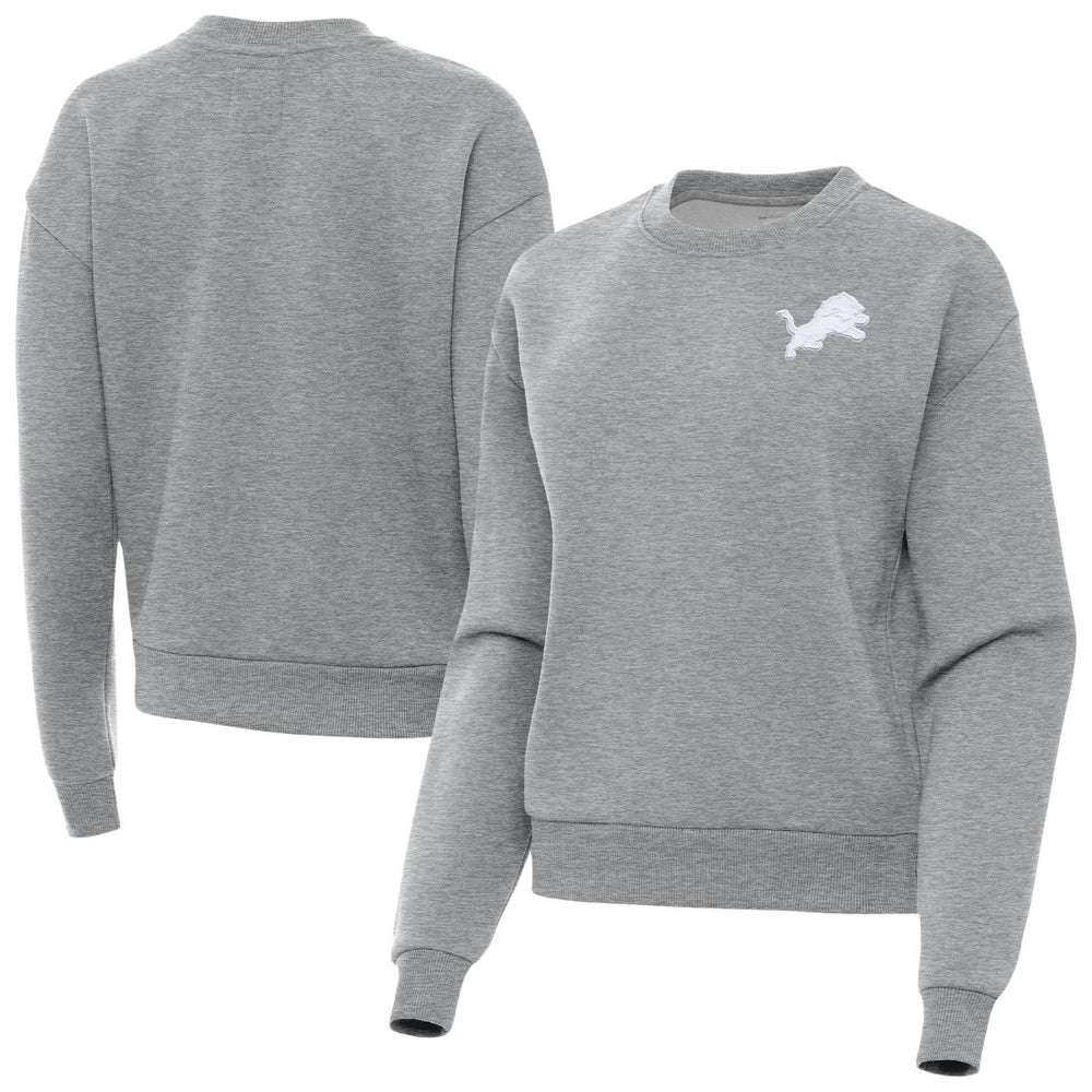 Detroit Lions Antigua Women's Victory Crew Pullover Sweatshirt - Heather Gray Pullover