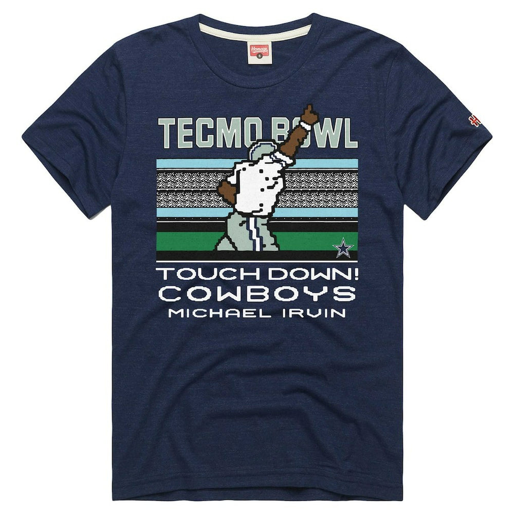 Michael Irvin Dallas Cowboys Homage Unisex Tecmo Bowl Retired Player Graphic Tri-Blend T-Shirt - Navy T-shirts