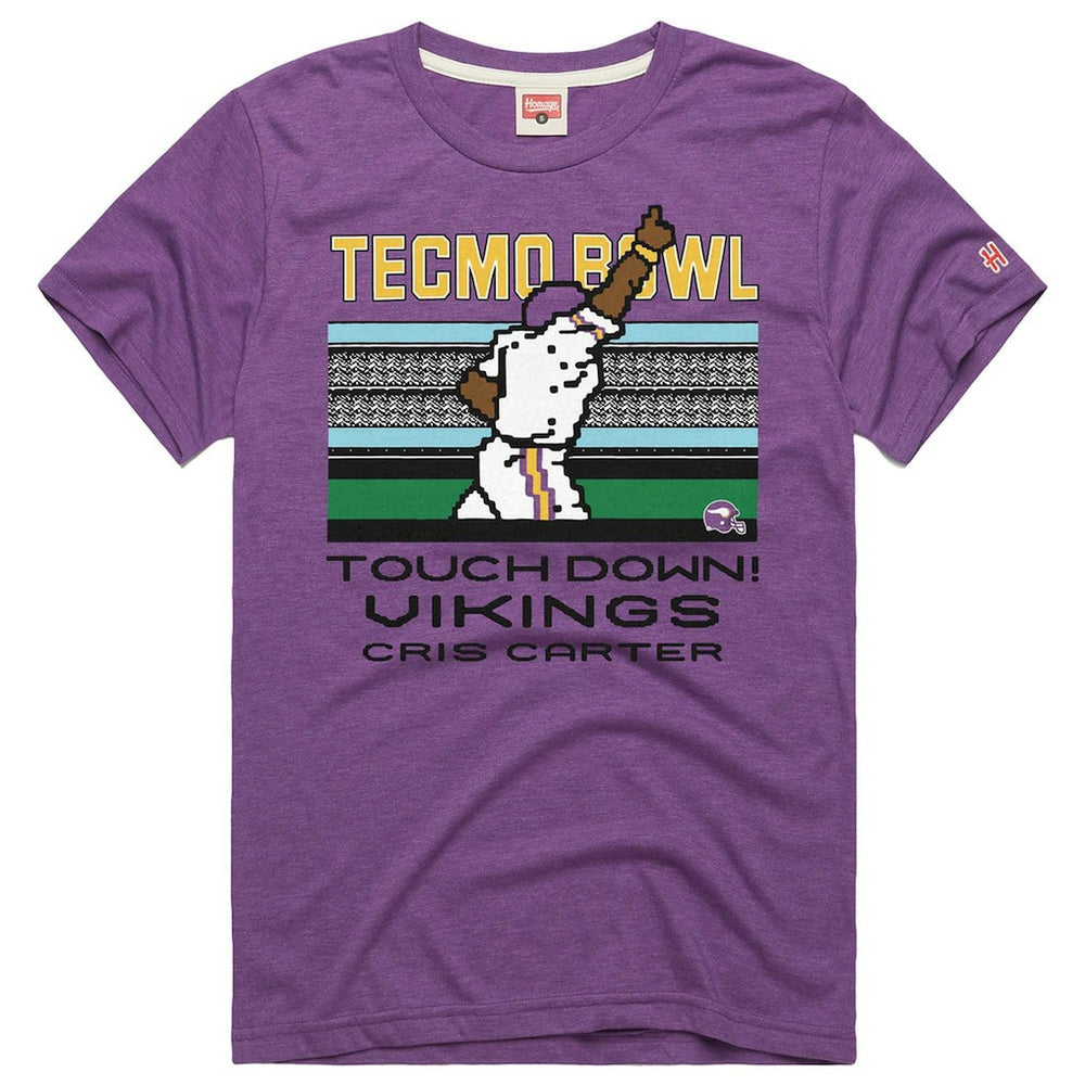Cris Carter Minnesota Vikings Homage Unisex Tecmo Bowl Retired Player Graphic Tri-Blend T-Shirt - Purple T-shirts