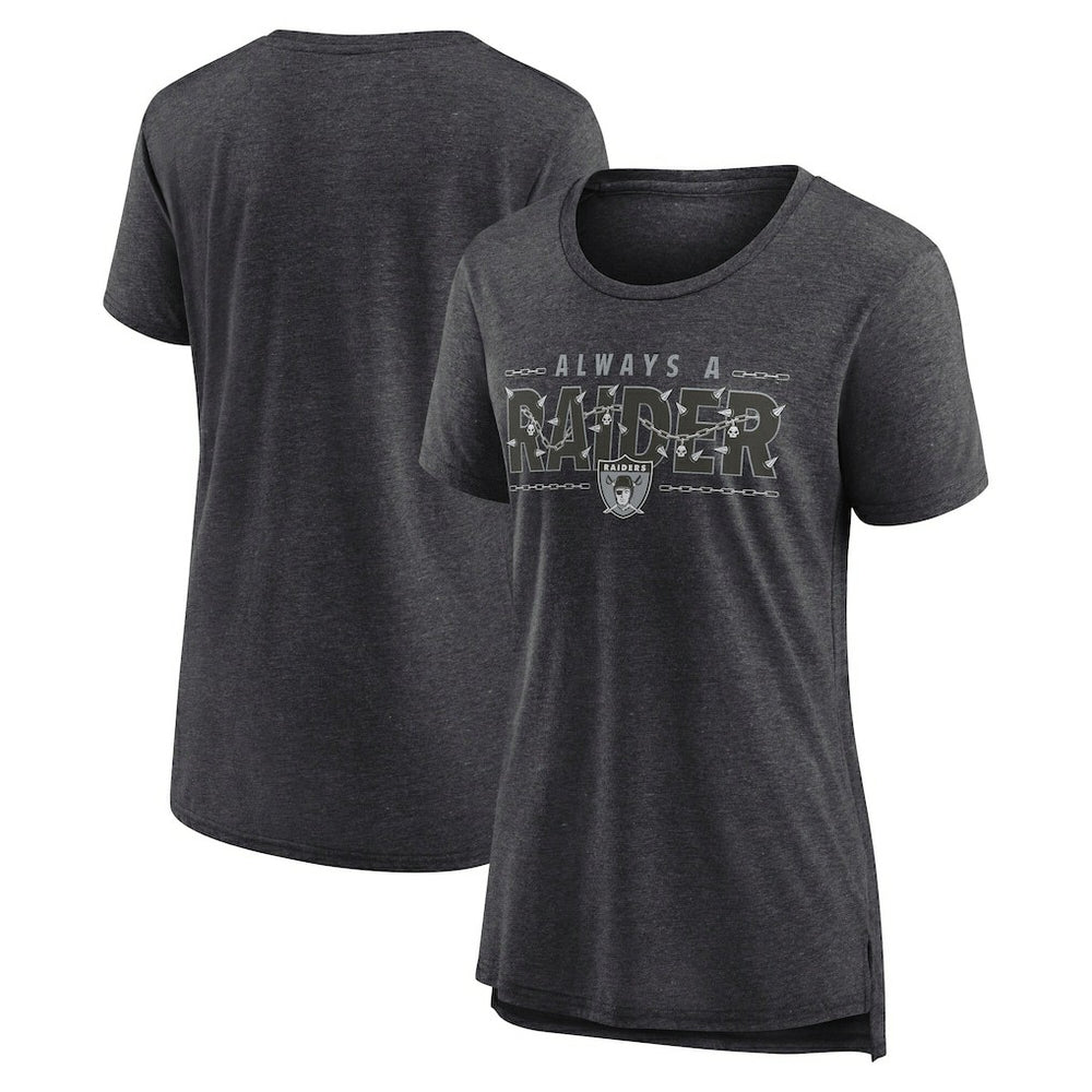 Las Vegas Raiders Women's Vintage Graphic Tri-Blend Scoop Neck T-Shirt - Charcoal T-shirts