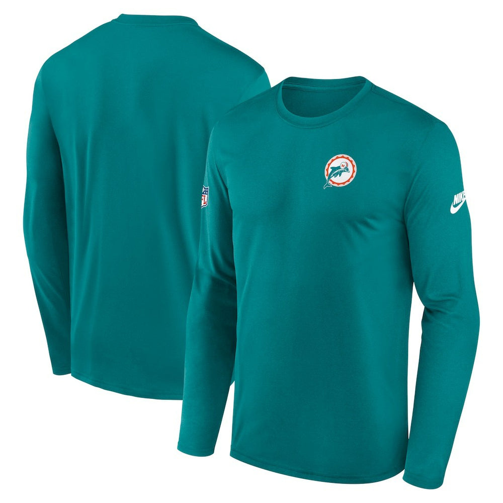 Miami Dolphins Legend Small Logo Dri-FIT Long Sleeve T-Shirt - Aqua T-shirts