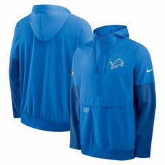 Detroit Lions Sideline Anorak Half-Zip Hoodie Jacket - Blue Hoodies