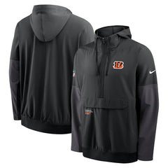 Cincinnati Bengals Sideline Anorak Half-Zip Hoodie Jacket - Black Hoodies