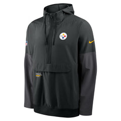 Pittsburgh Steelers Sideline Anorak Half-Zip Hoodie Jacket - Black Hoodies