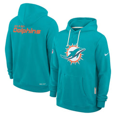 Miami Dolphins Sideline Standard Issue Initial Home Dri-FIT Hoodie - Aqua Hoodies