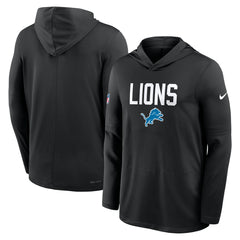 Detroit Lions Sideline Pass Accuracy Dri-FIT Long Sleeve Hoodie T-Shirt - Black Hoodies