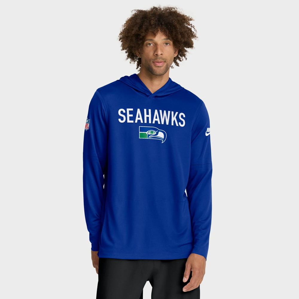 Seattle Seahawks Sideline Pass Accuracy Dri-FIT Long Sleeve Hoodie T-Shirt - Royal Hoodies