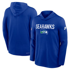 Seattle Seahawks Sideline Pass Accuracy Dri-FIT Long Sleeve Hoodie T-Shirt - Royal Hoodies