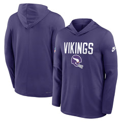 Minnesota Vikings Sideline Pass Accuracy Dri-FIT Long Sleeve Hoodie T-Shirt - Purple Hoodies