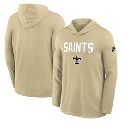 New Orleans Saints Sideline Pass Accuracy Dri-FIT Long Sleeve Hoodie T-Shirt - Gold Hoodies