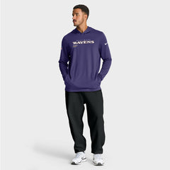 Baltimore Ravens Sideline Pure Fury Performance Long Sleeve Hoodie T-Shirt - Purple Hoodies