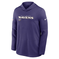 Baltimore Ravens Sideline Pure Fury Performance Long Sleeve Hoodie T-Shirt - Purple Hoodies