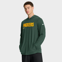 Green Bay Packers Sideline Pure Fury Performance Long Sleeve Hoodie T-Shirt - Green Hoodies