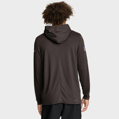 Cleveland Browns Sideline Pure Fury Performance Long Sleeve Hoodie T-Shirt - Brown Hoodies